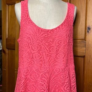 Apt. 9 Coral Pink Lace Lined Dress.